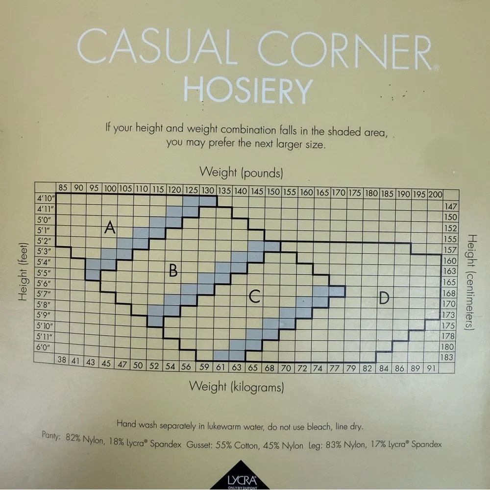 Casual Corner Hoisery Silky Lycra Sheer Control Top Size A Jet Black Vintage NEW